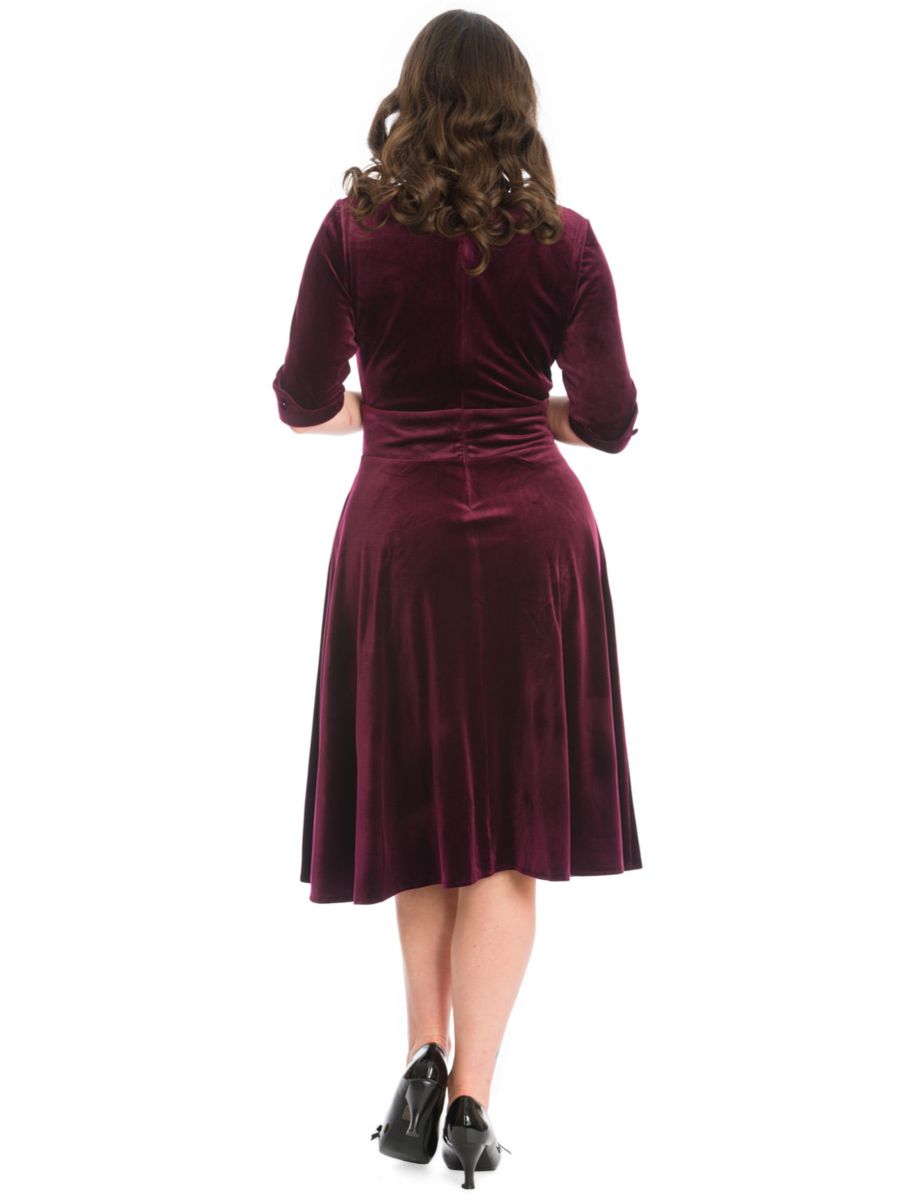 DATE NIGHT FIT & FLARE DRESS-Burgundy