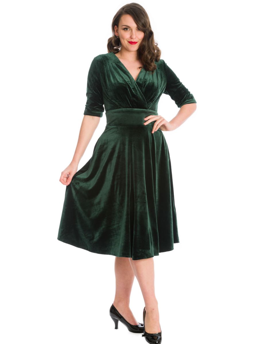 DATE NIGHT FIT & FLARE DRESS-Green