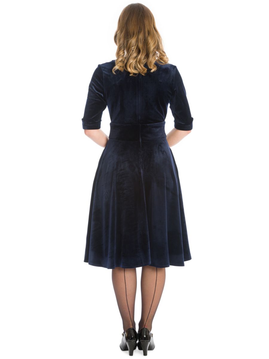 DATE NIGHT FIT & FLARE DRESS-Navy