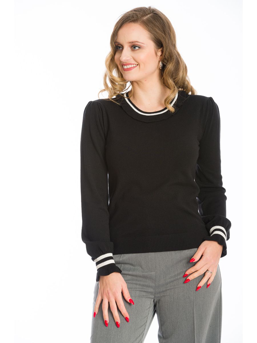FRILL ME PUFF SLEEVE FRILL JUMPER-Black