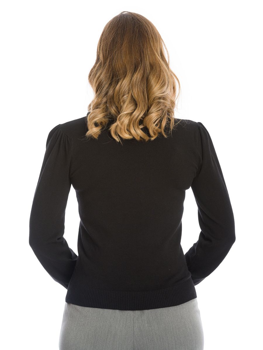 FRILL ME PUFF SLEEVE FRILL JUMPER-Black