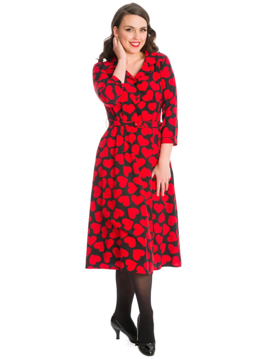 ROMANCE BUTTON DRESS-Red