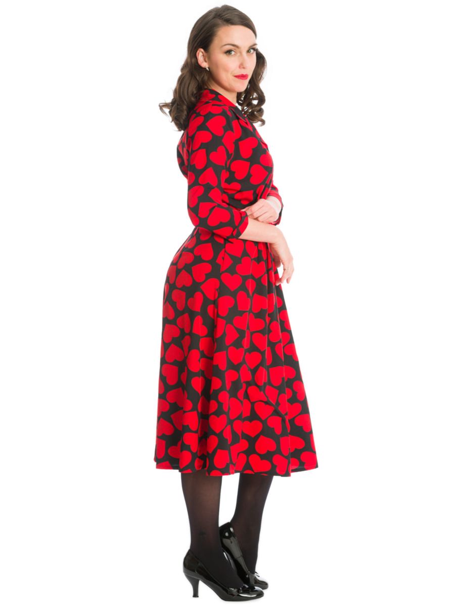 ROMANCE BUTTON DRESS-Red