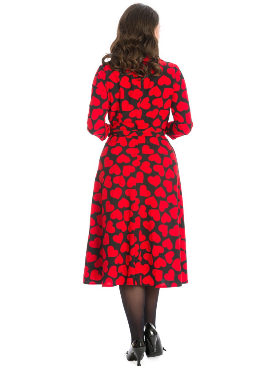 ROMANCE BUTTON DRESS-Red