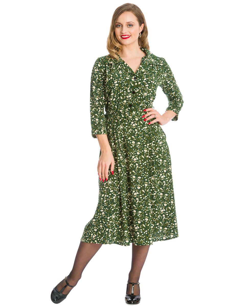 WINTER BLOOMS DRESS-Green