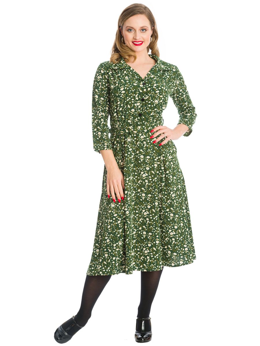 WINTER BLOOMS DRESS-Green