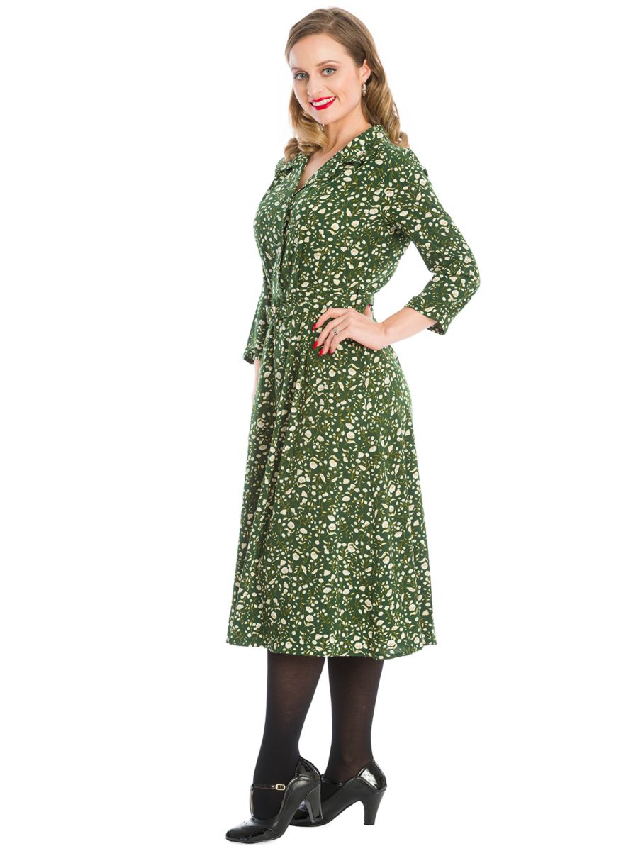 WINTER BLOOMS DRESS-Green