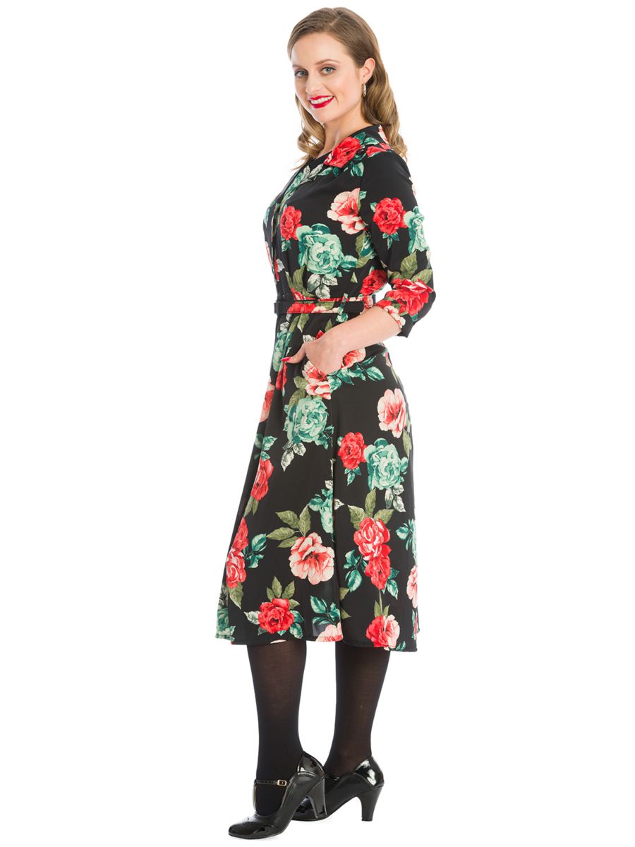 EVENING ROSE DRESS-Red