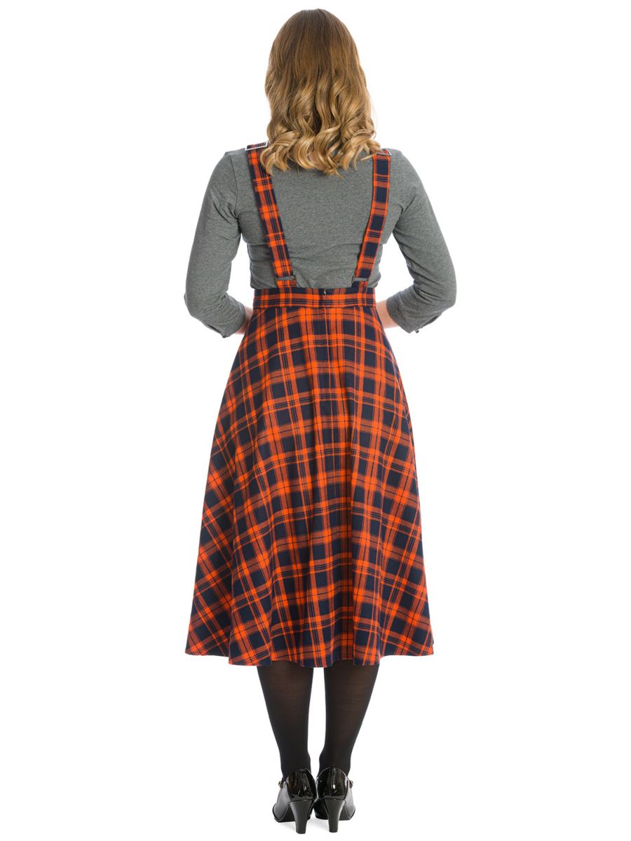 MISS SPOOK CHECK PINAFORE DRESS-Orange