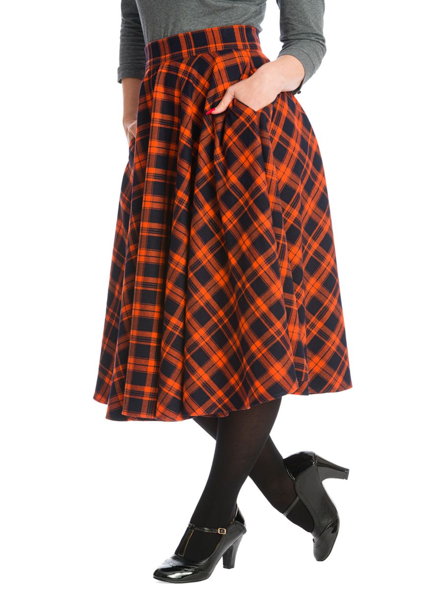 MISS SPOOK CIRCULAR SWING SKIRT-Orange