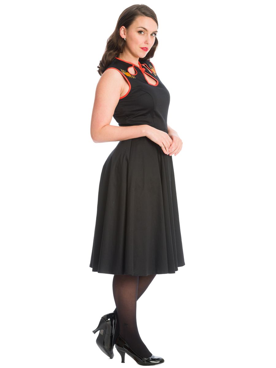 PUMPKIN SPICE & ALL THINGS NICE PUMPKIN FIT & FLARE DRESS-Black