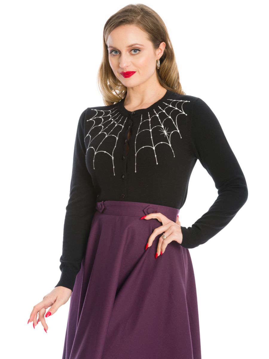 UNDER HER WEB SPELL CARDIGAN-Black/White