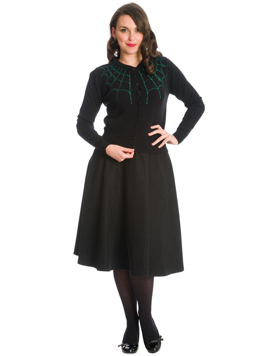 UNDER HER WEB SPELL CARDIGAN-Black/Green