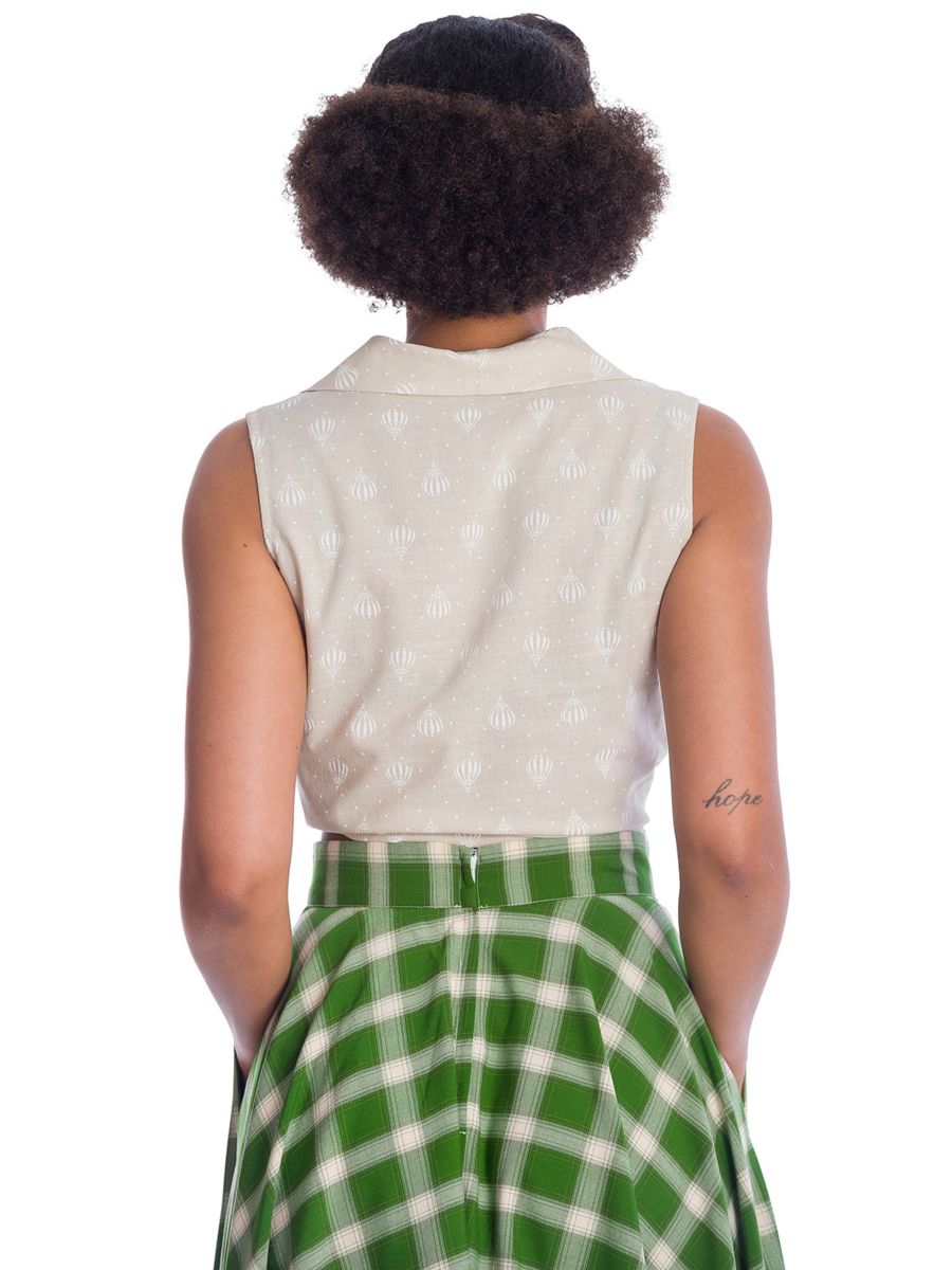 Banned Retro Hot Air Balloon Dreaming Crop Blouse Off White