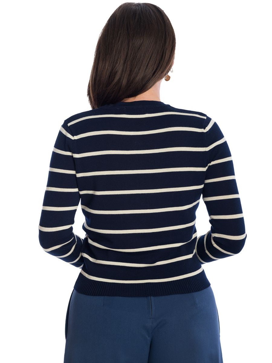 Banned Retro Let's Sail Striped Mara Cardigan Navy