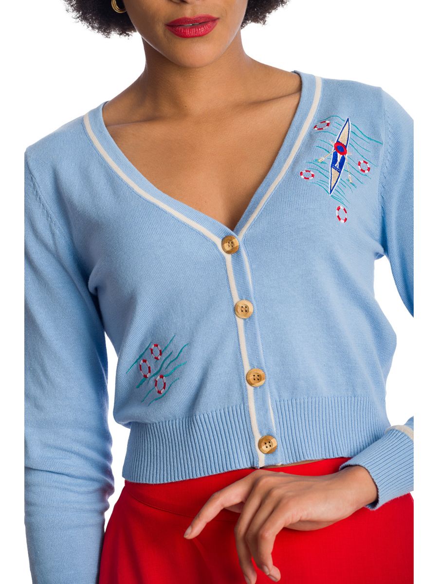 Banned Retro Regatta Boat Sam Short Sleeved Cardigan