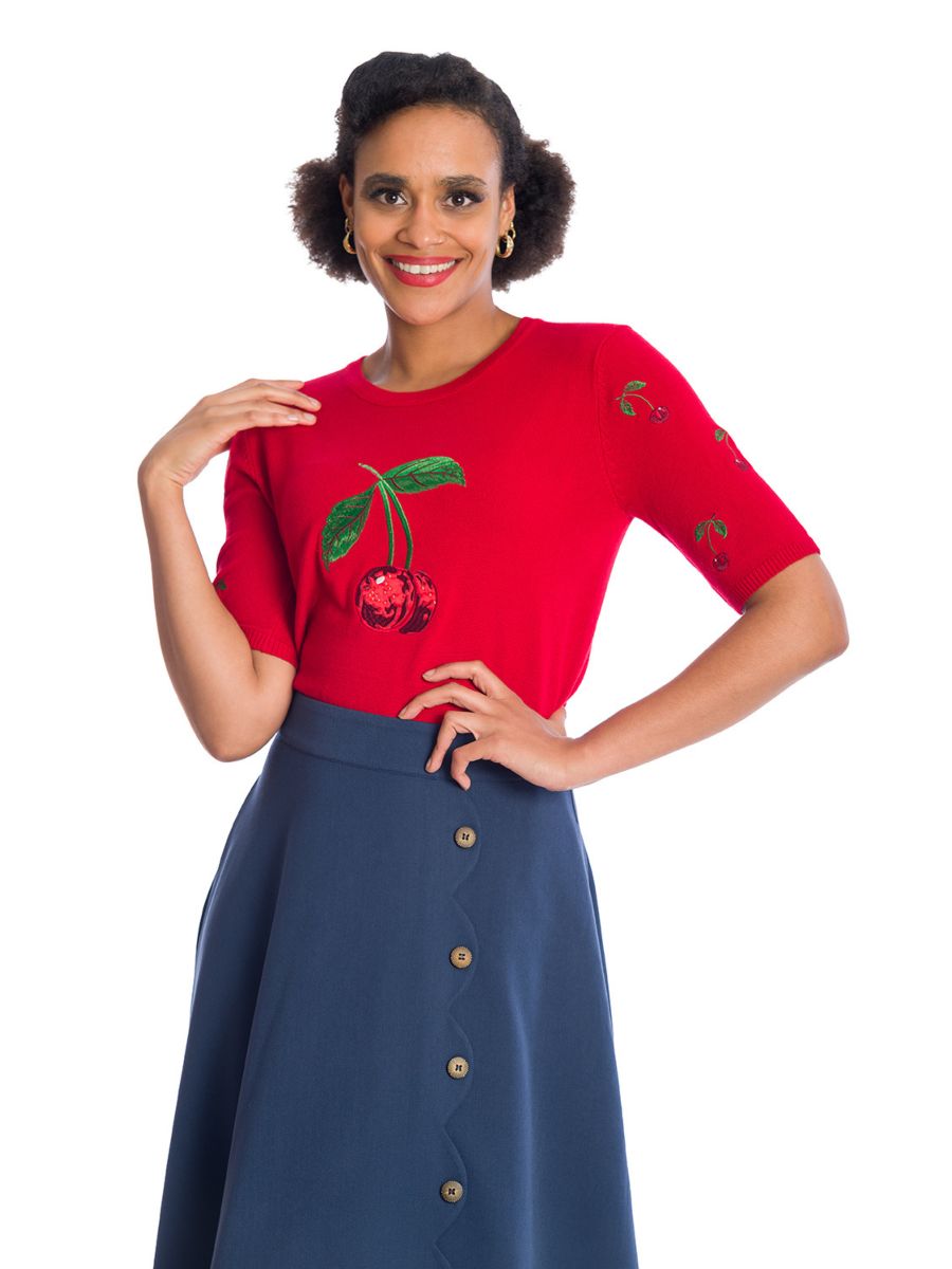 Banned Retro Sweet Summer Cherry Ruby Jumper