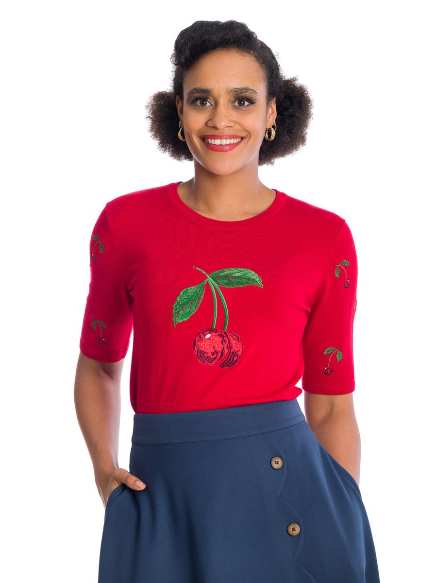 Banned Retro Sweet Summer Cherry Ruby Jumper