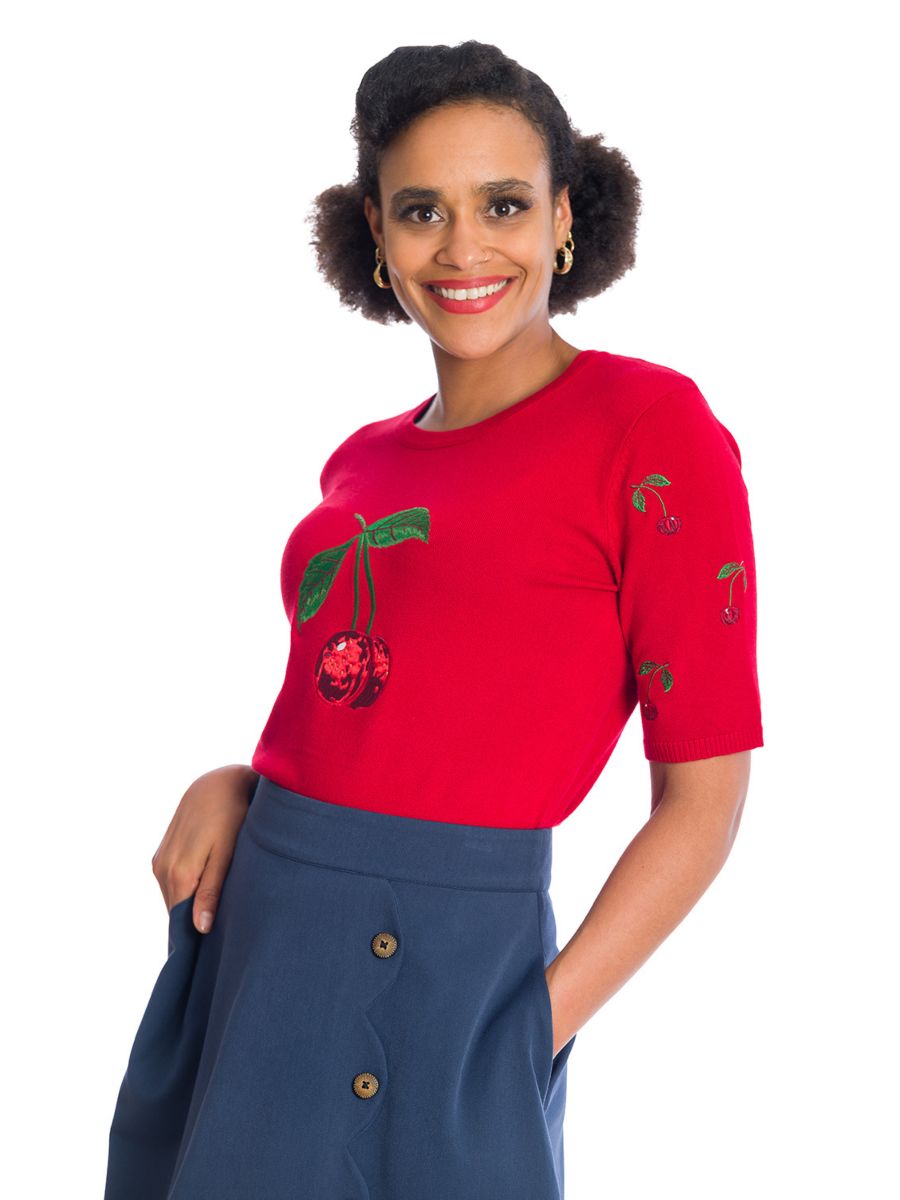 Banned Retro Sweet Summer Cherry Ruby Jumper