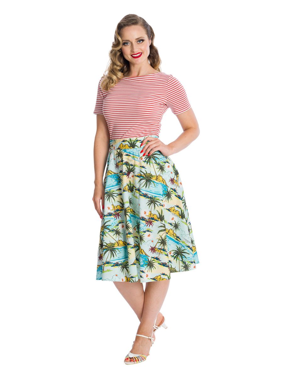 Banned Retro Szizzle Stripe Boat Neck Top Pink
