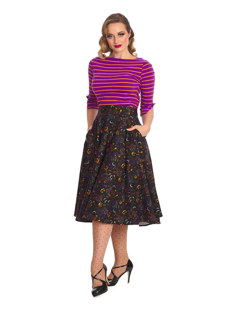 ALL HALLOWS CAT SWING SKIRT