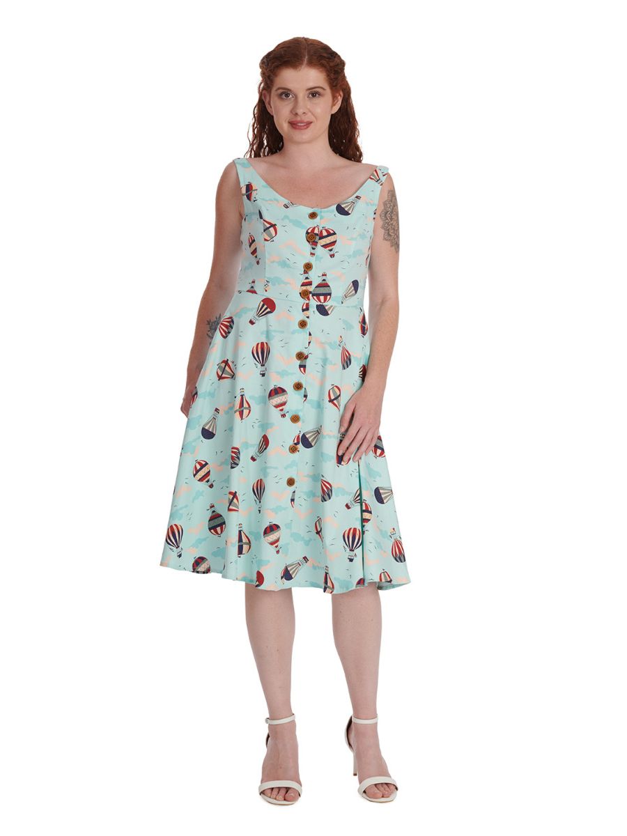 Banned Retro Vintage Globe Button Dress