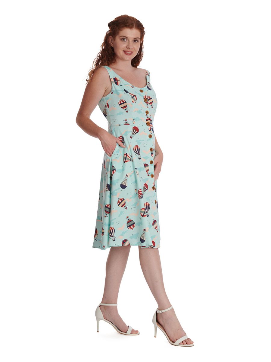 Banned Retro Vintage Globe Button Dress