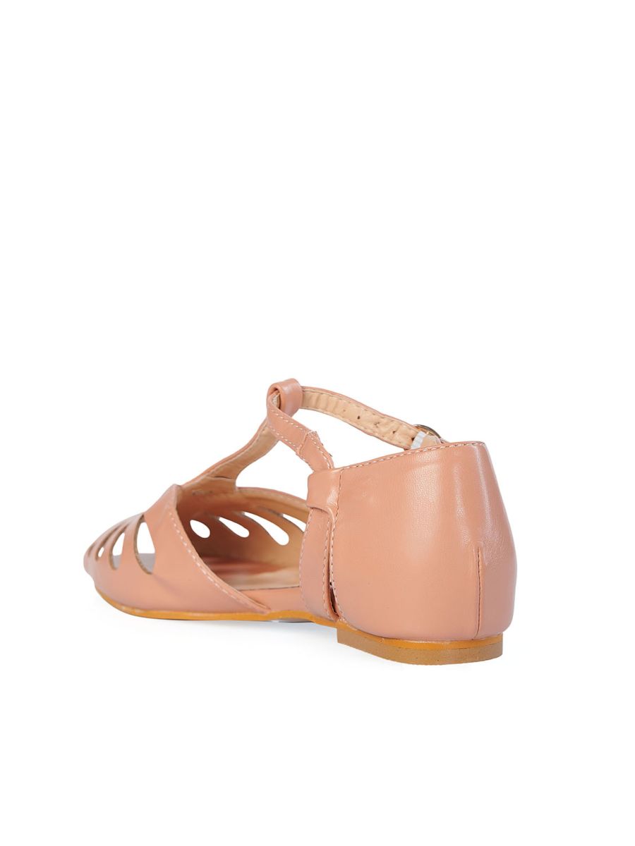 BANNED Retro Secret Love Dapper Sandals Vintage T-Bar Flats With Cut-Out Hearts In Vegan Faux Leather-Pink