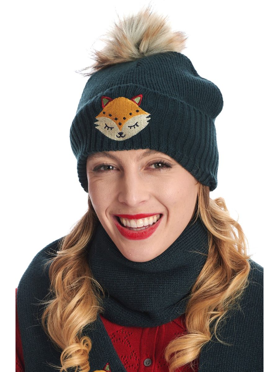 SCANDI XMAS POM POM BEANIE-Green-One Size
