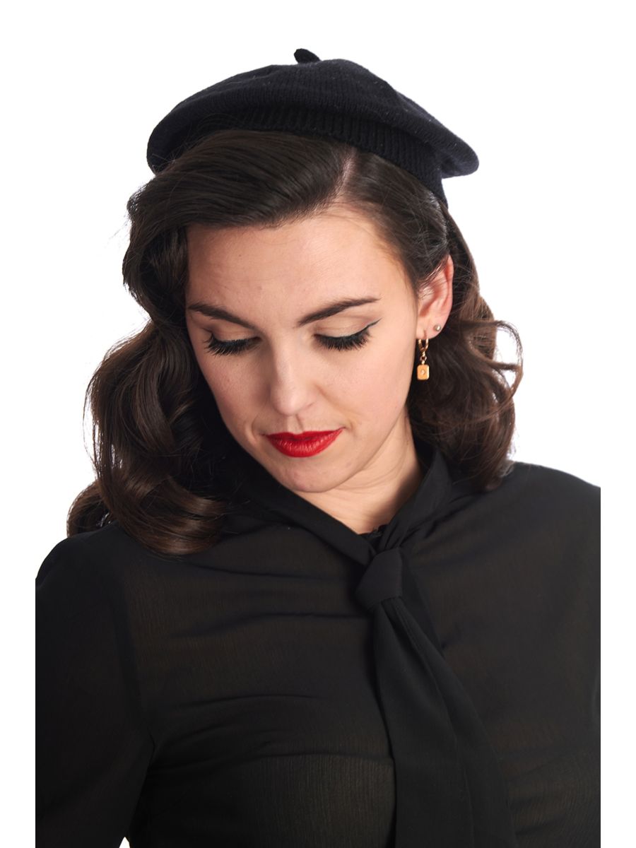 LORELEI KNITTED BERET-Black-One Size