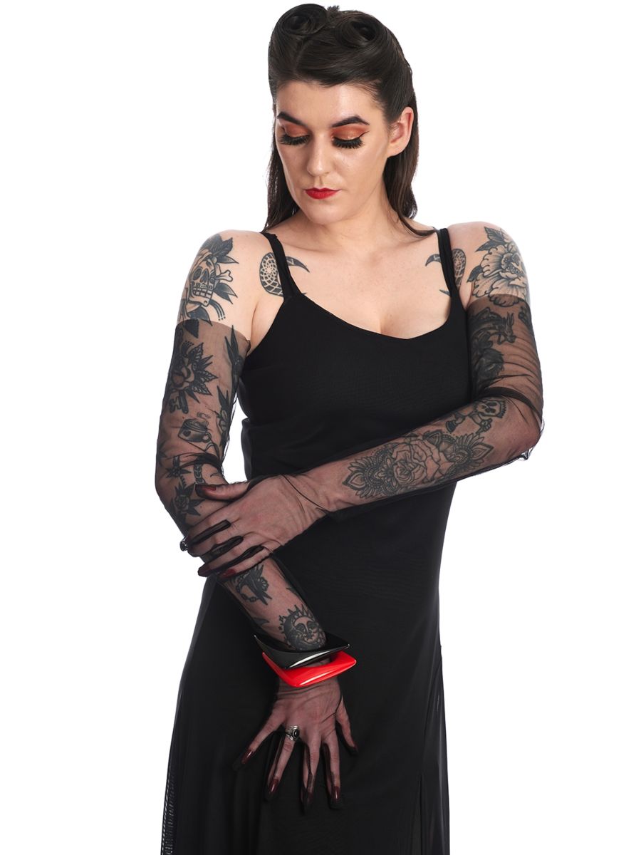 BELLONA LONG MESH GLOVES-Black-One Size