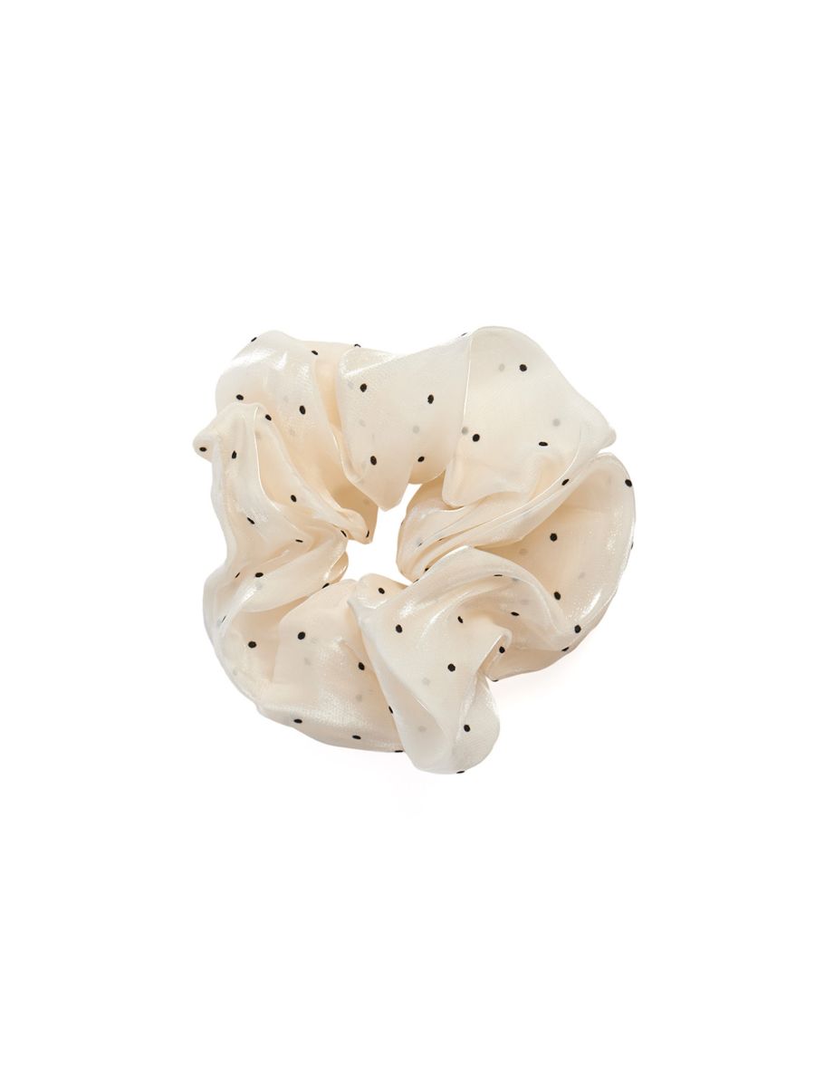 HANA POLKA DOT MESH SCRUNCHIE-Cream-One Size