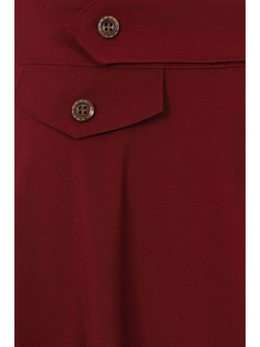 Banned Retro Book Club Swing Skirt with Button and faux flap pocket details-Burgundy