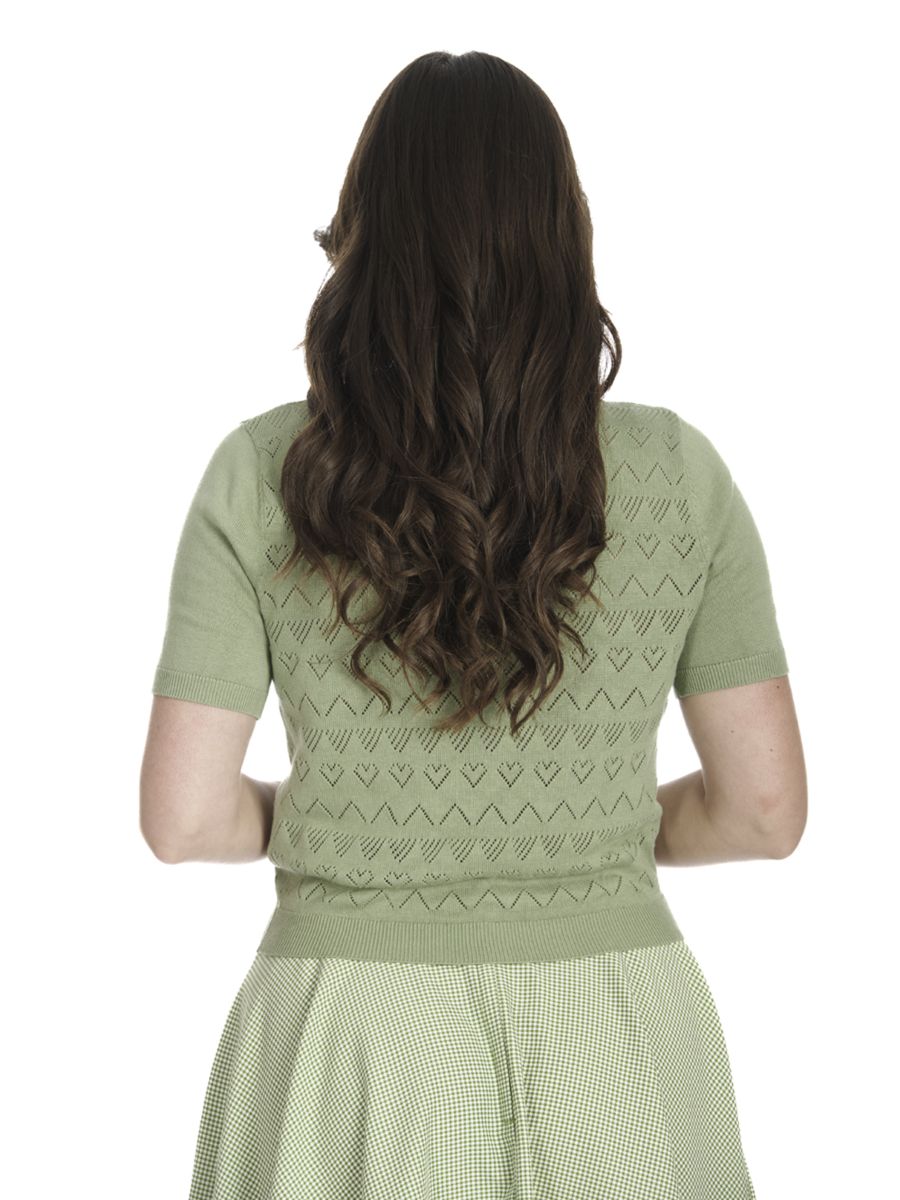 Banned Retro 50s Hearts Waves Cardigan-Green