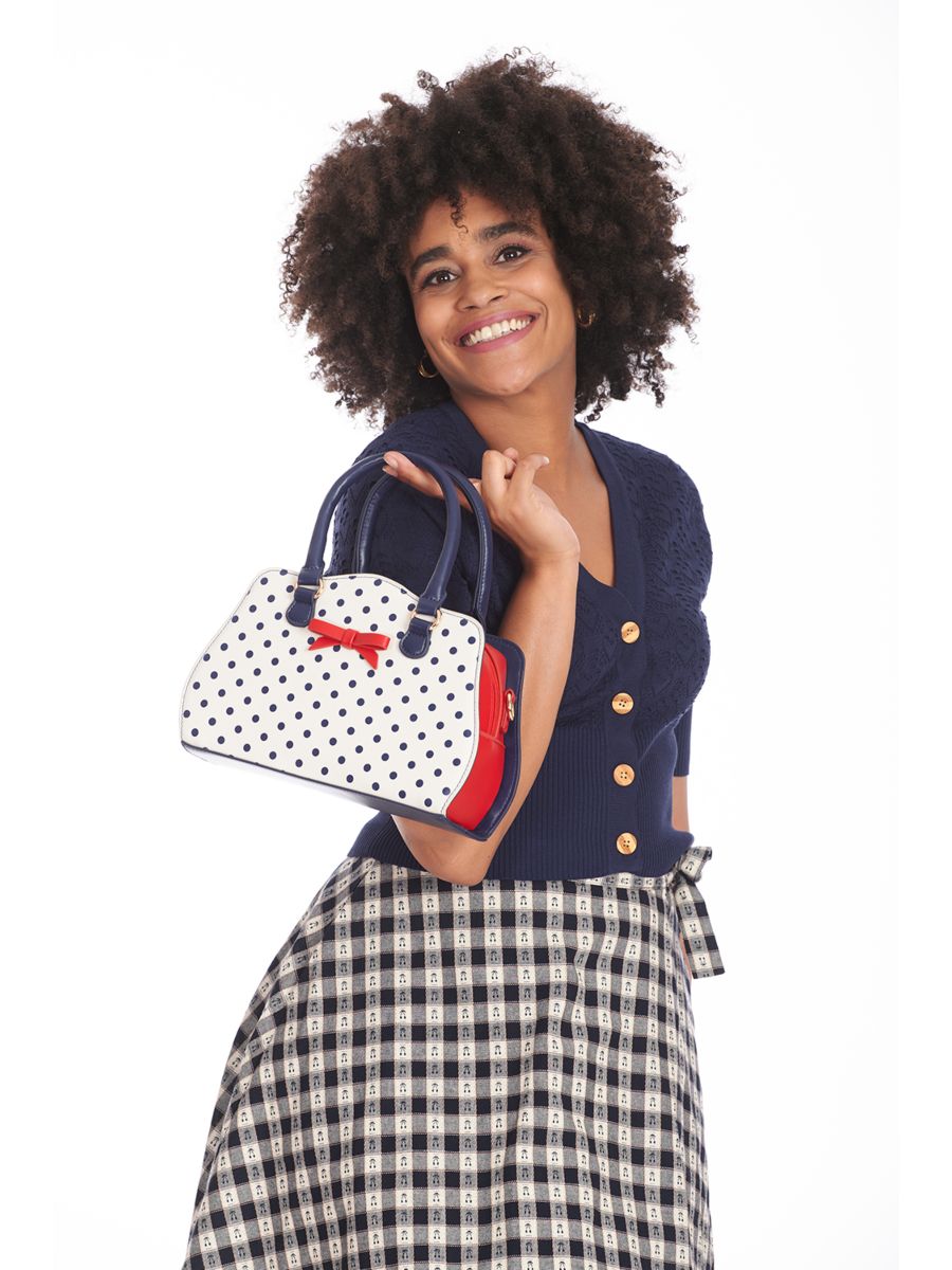 POPPY POLKA HANDBAG White