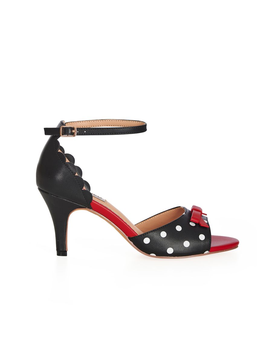 POPPY POLKA OPEN TOE SANDALS Black