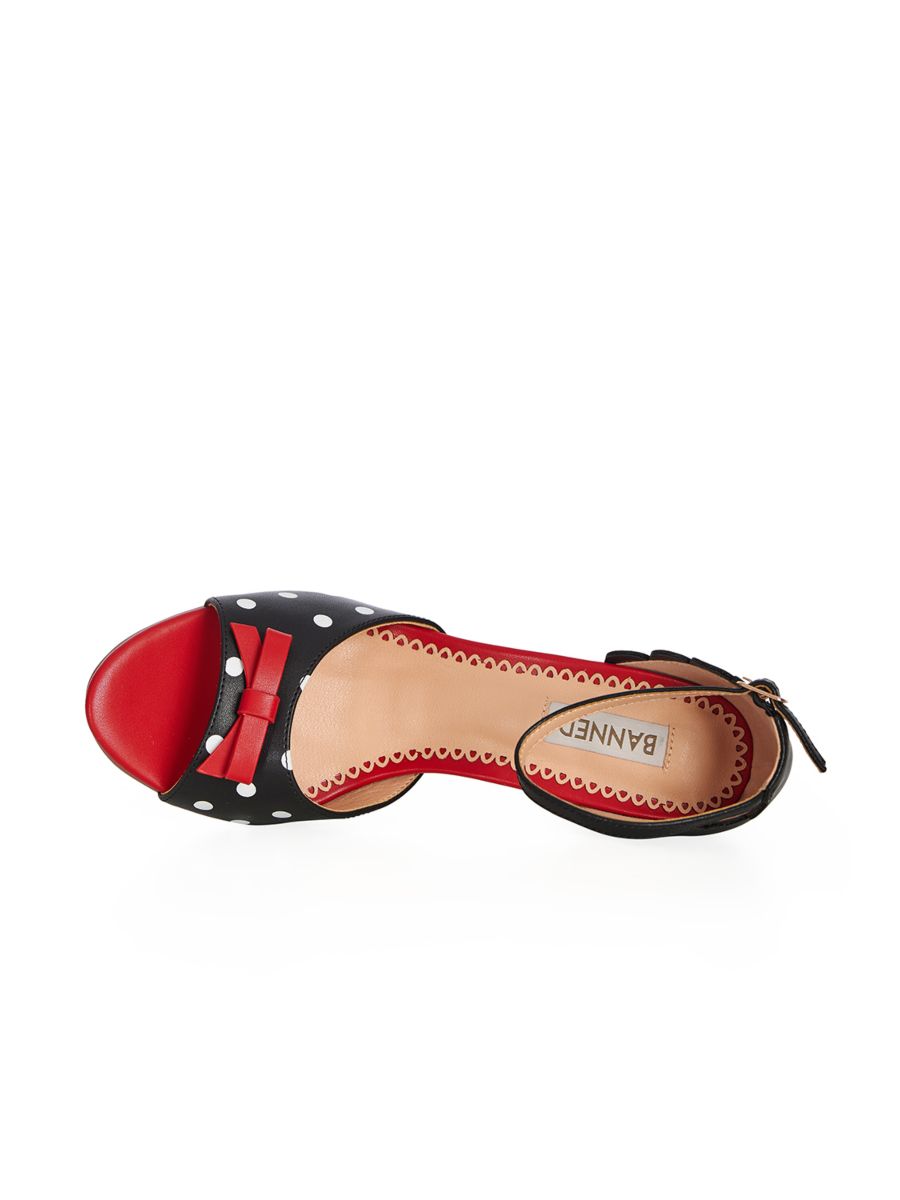 POPPY POLKA OPEN TOE SANDALS Black
