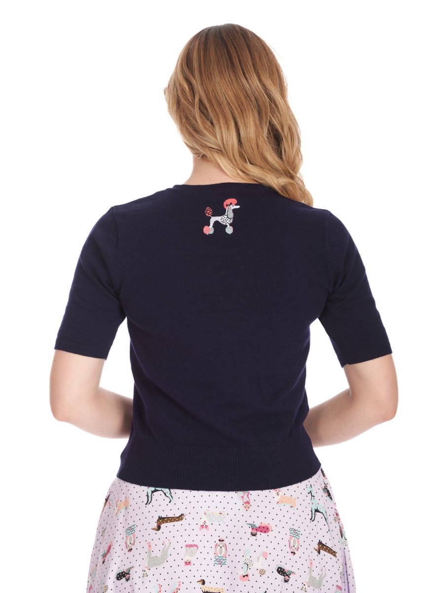 THE KISSING POODLES CARDIGAN Navy