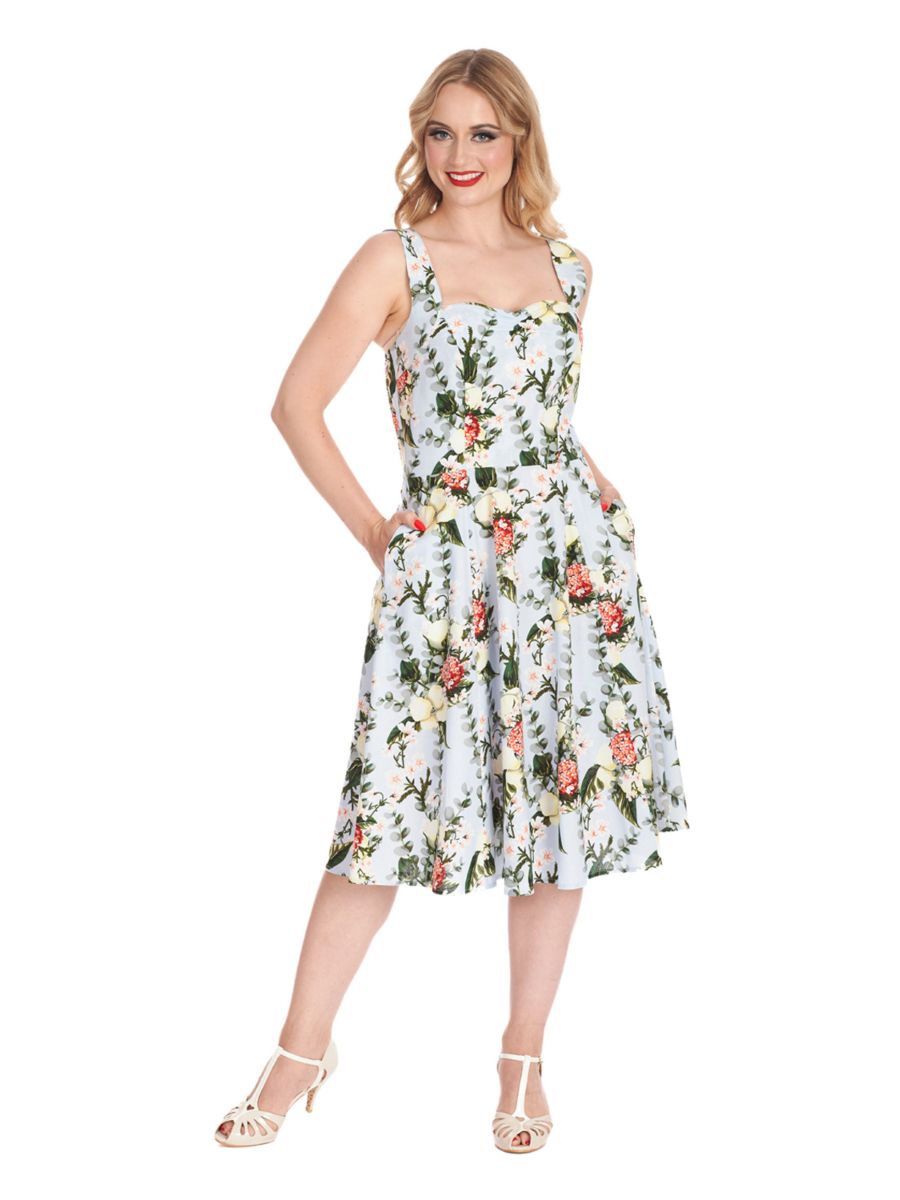 BLOOM SWING HALTER DRESS Blue
