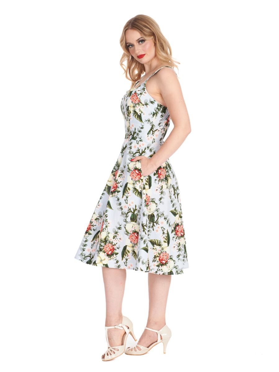 BLOOM SWING HALTER DRESS Blue