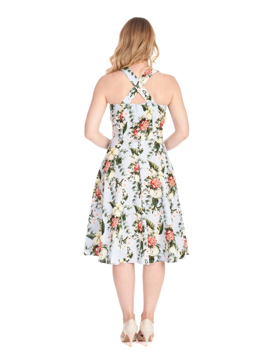 BLOOM SWING HALTER DRESS Blue