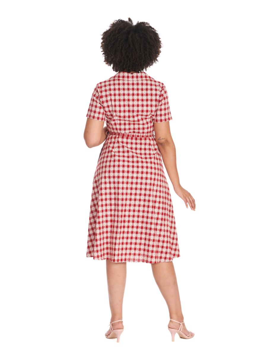 CHERRY CHECK  DRESS Red