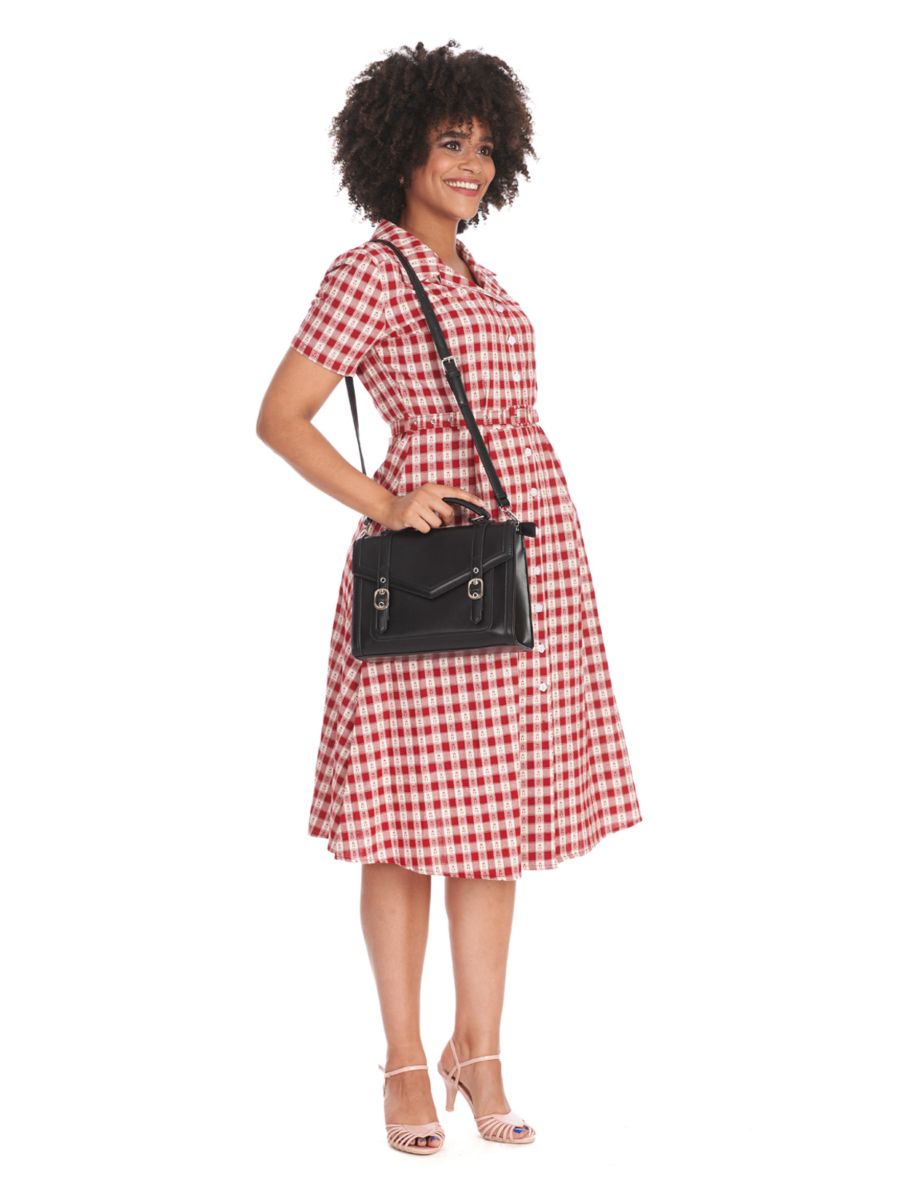 CHERRY CHECK  DRESS Red