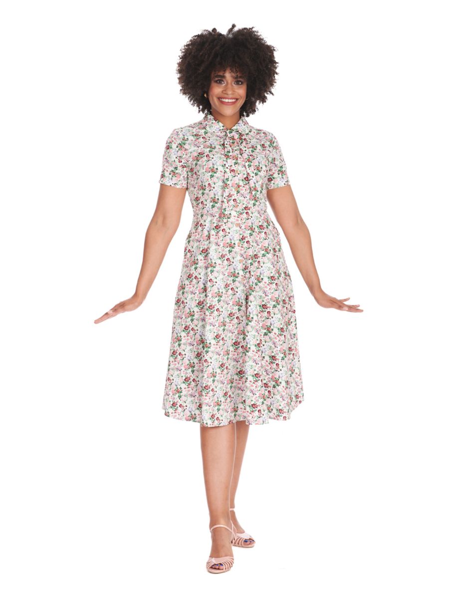 FLORAL BURST DRESS White