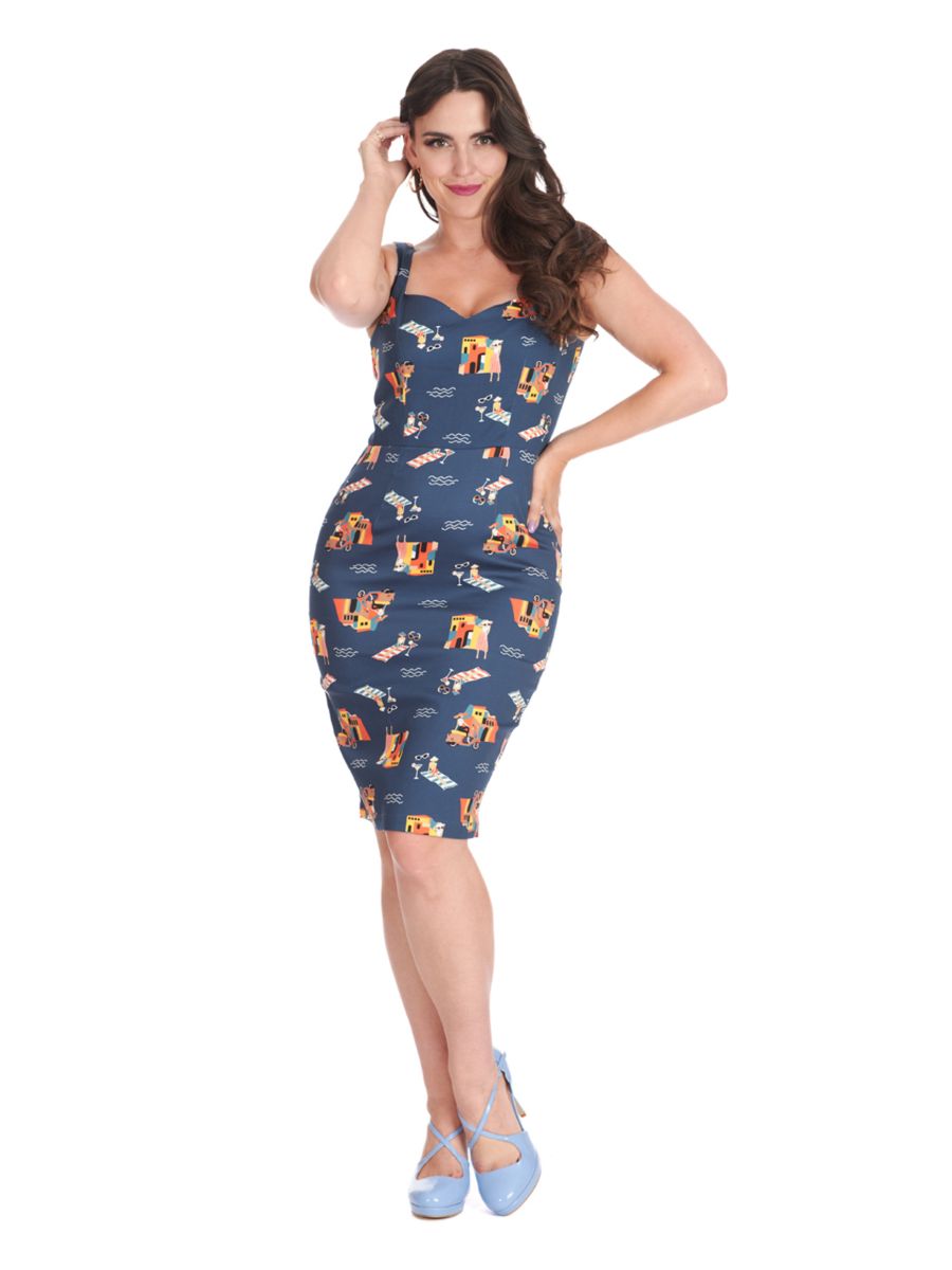 PORTOFINO LIVING PENCIL DRESS Blue
