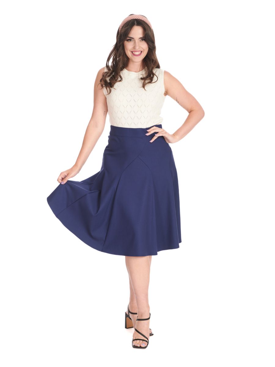 CAROL CLASSIC PANEL DETAIL SKIRT Navy