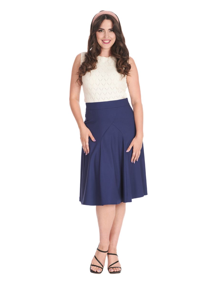 CAROL CLASSIC PANEL DETAIL SKIRT Navy