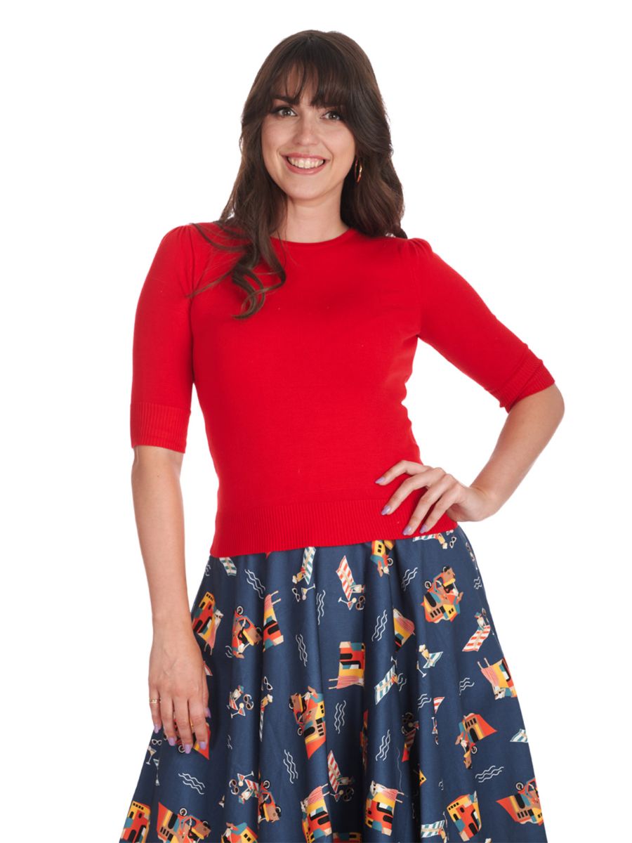 1950's Banned Retro Grace jumper-Red