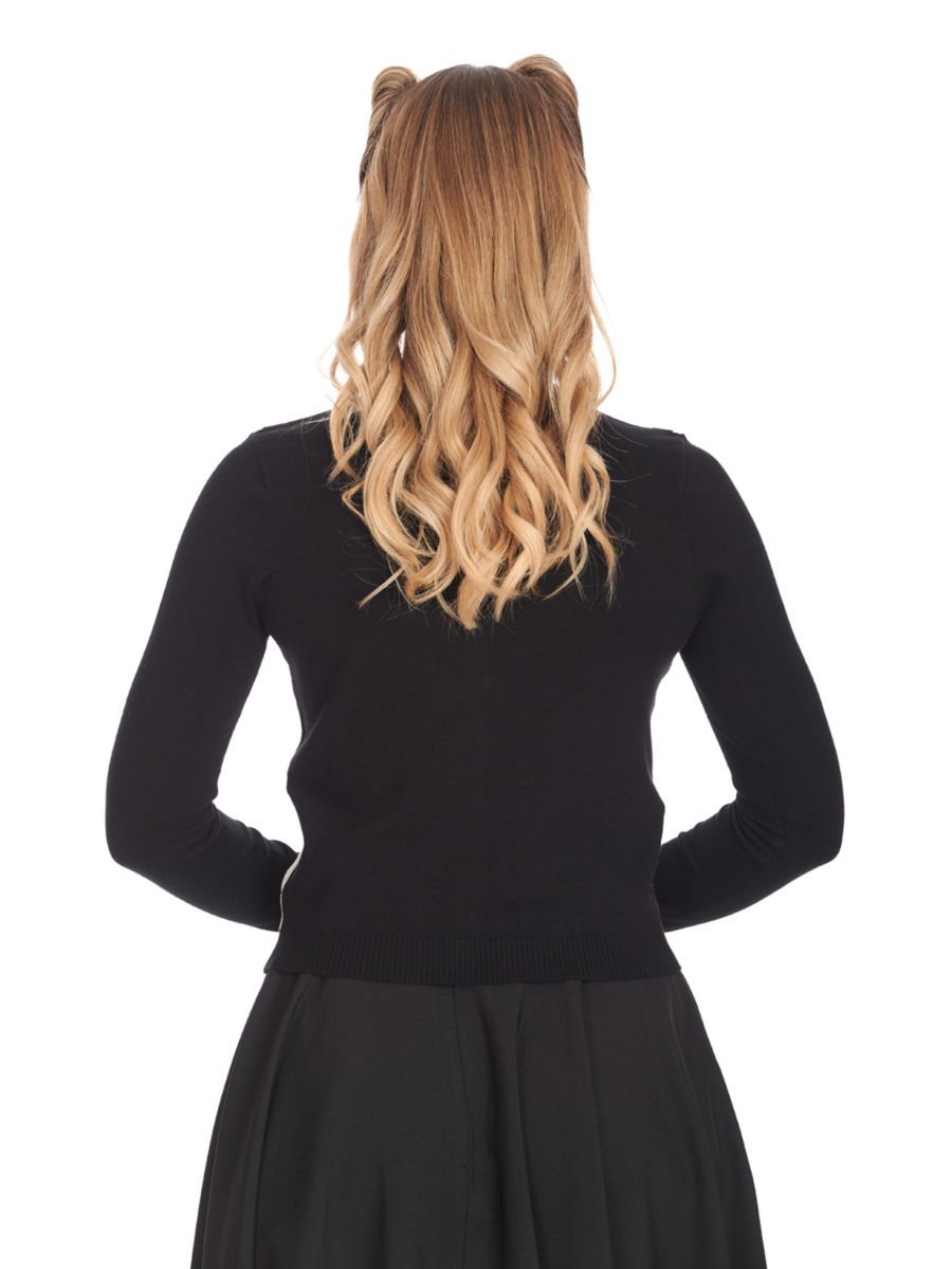 DARTS & CHECKS CARDIGAN Black
