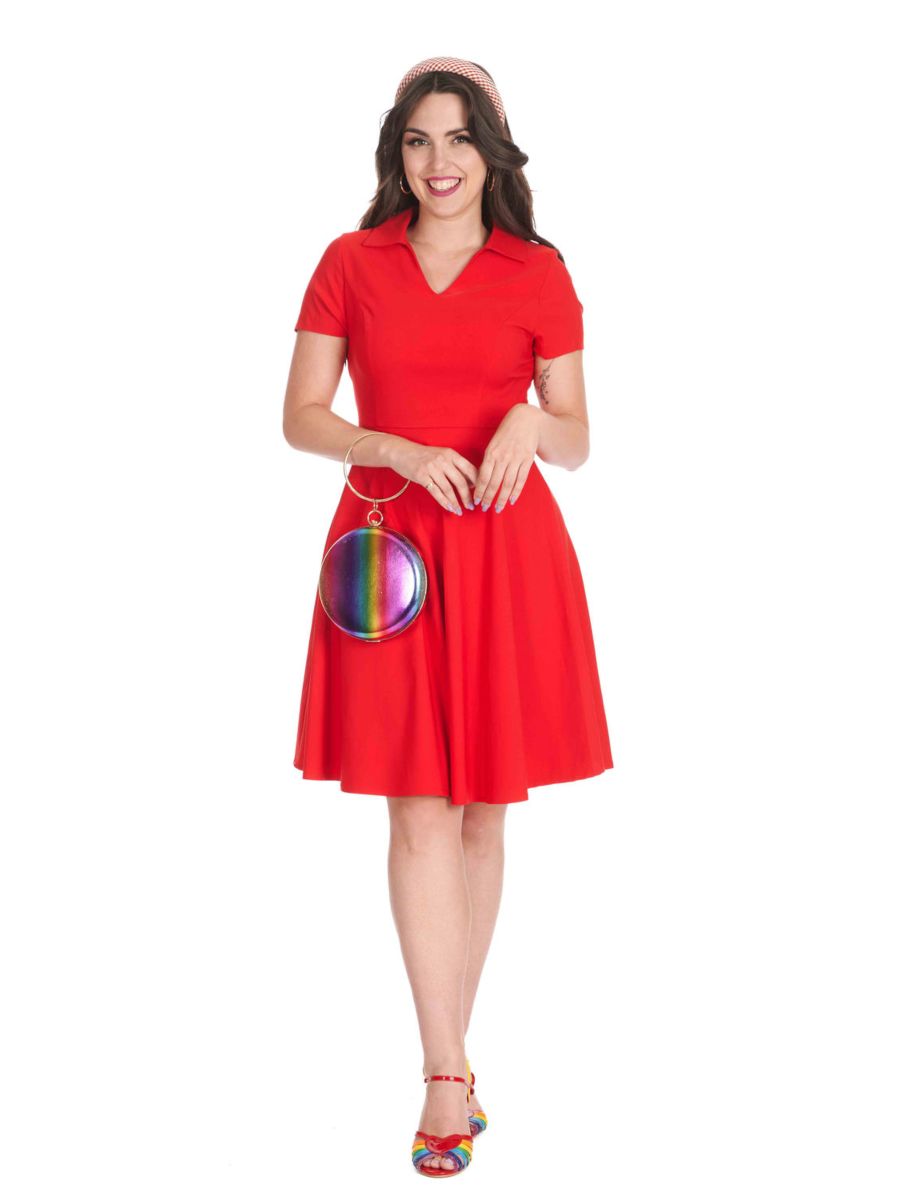 WONDER FIT & FLARE DRESS Red